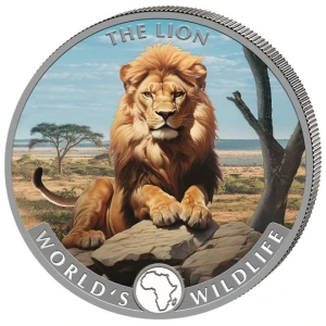 Kongo World's Wildlife -The Lion 2025 moneta 1 uncja srebra pr.999,9 Kolorowana