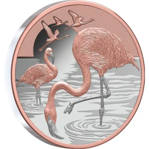 Niue 2025 -Beauty & Grace - Flamingos Ag999 moneta 1 oz Proof/Rose Gold Plated 