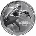 Kolorowana moneta srebrna Congo Prehistoric Life Megalodon 1 oz 2025 – rewers w kapslu ochronnym