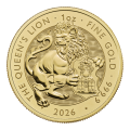 Queen’s Lion 2026 – złota moneta 1 oz The Royal Mint awers