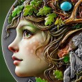 Duchy Natury Dryad – Nature Spirits 2 oz srebra moneta kolekcjonerska z kamieniem