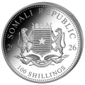 Kolorowana moneta srebrna Słoń Somalijski 2006 – rewers z afrykańskim słoniem