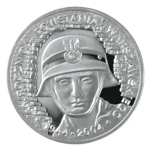 moneta 10 zł NBP 60 Rocznica Powstania Warszawskiego 2004, 14,14g srebra