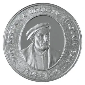 moneta 10 zł NBP 500 rocznica urodzin M.REJA 2005, 14,14g srebra