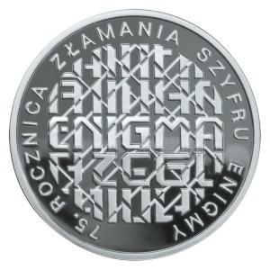 moneta 10 zł NBP Rocznica Złamania Szyfru ENIGMA 2007, 14,14g srebra