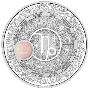 In The Stars - Koziorożec z różowym kwarcem moneta srebrna Munze Osterreich 20Euro