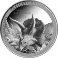 Moneta srebrna Prehistoric Life Triceratops 2024 – rewers z certyfikatem Mennicy Europejskiej