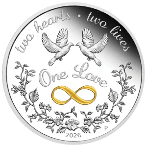 One Love - Moneta Ślubna - moneta 1oz srebra proff