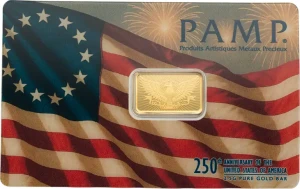 2,5g sztabka złota PAMP 250th Anniversary USA