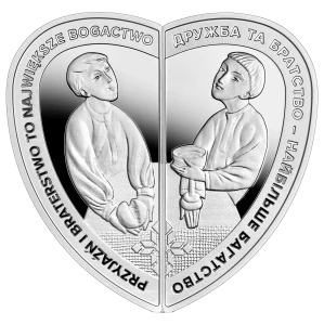 Przyjaźń i bohaterstwo to największe bogactwo moneta 2oz srebra kolorowana