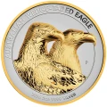 Australijski Orzeł Klinoogonowy 2026 – rewers monety 2 oz srebra próby 9999 z pozłacanymi orłami