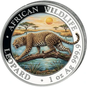 African Wildlife Leopard 2026 moneta 1 uncja srebra kolorowana