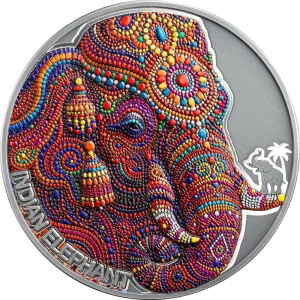 Indian Elephantn Cameroon moneta kolorowa 2 oz srebra 2026