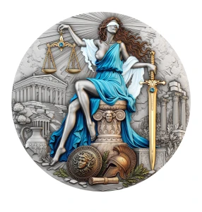 Temida Themis 2026 – srebrna moneta 2 oz Antique Finish