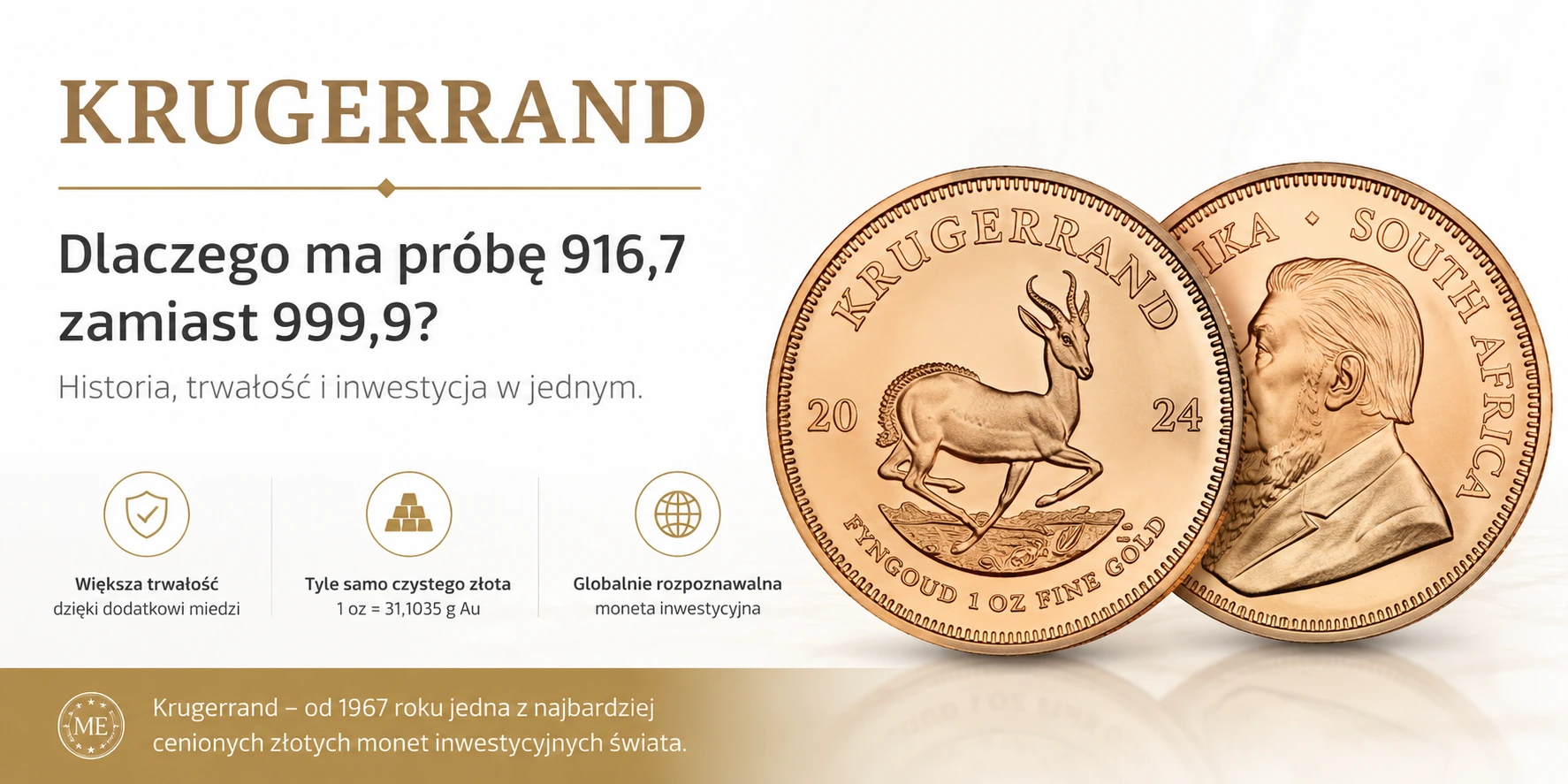 Dlaczego Krugerrand ma próbę 916,7 zamiast 999,9?