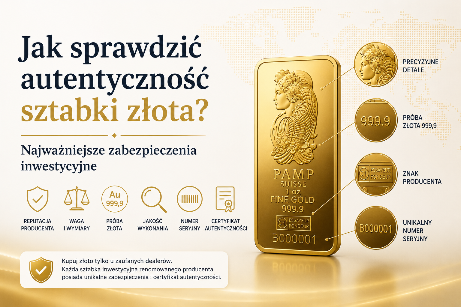 Jak sprawdzić autentyczność sztabki złota? Najważniejsze zabezpieczenia inwestycyjne